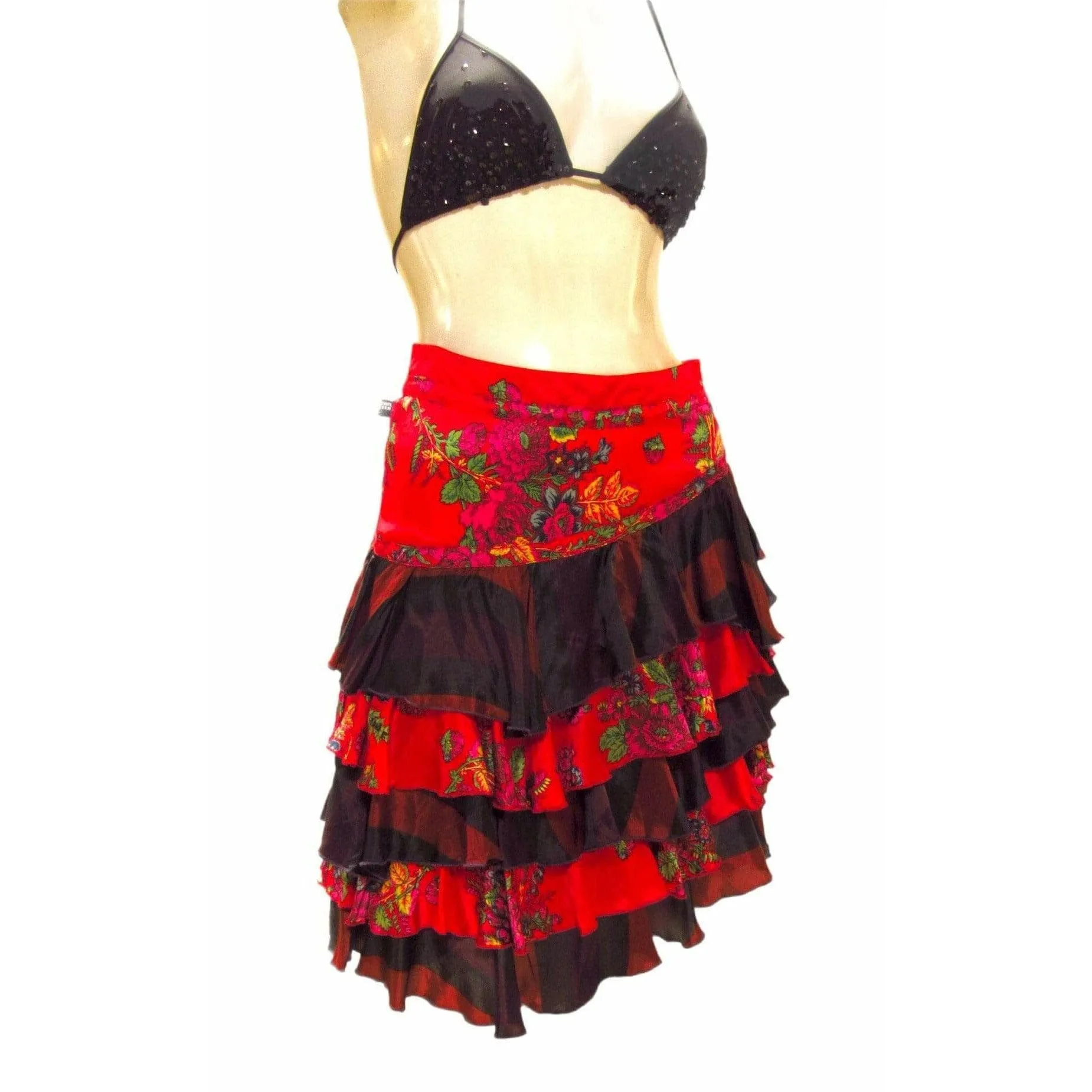 Jean Paul Gaultier Floral Tiered Skirt