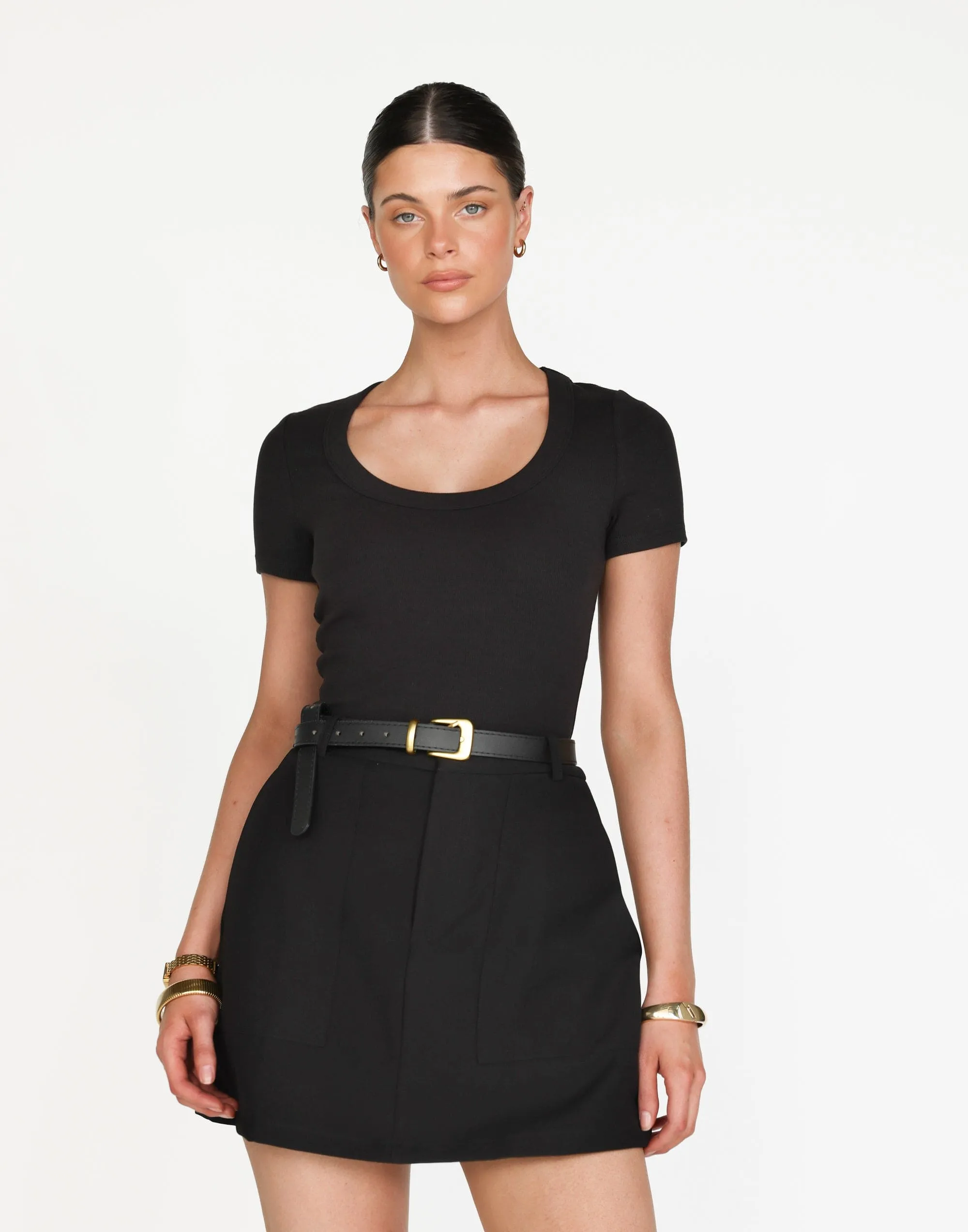 Kathleen Short Sleeve Top (Black)