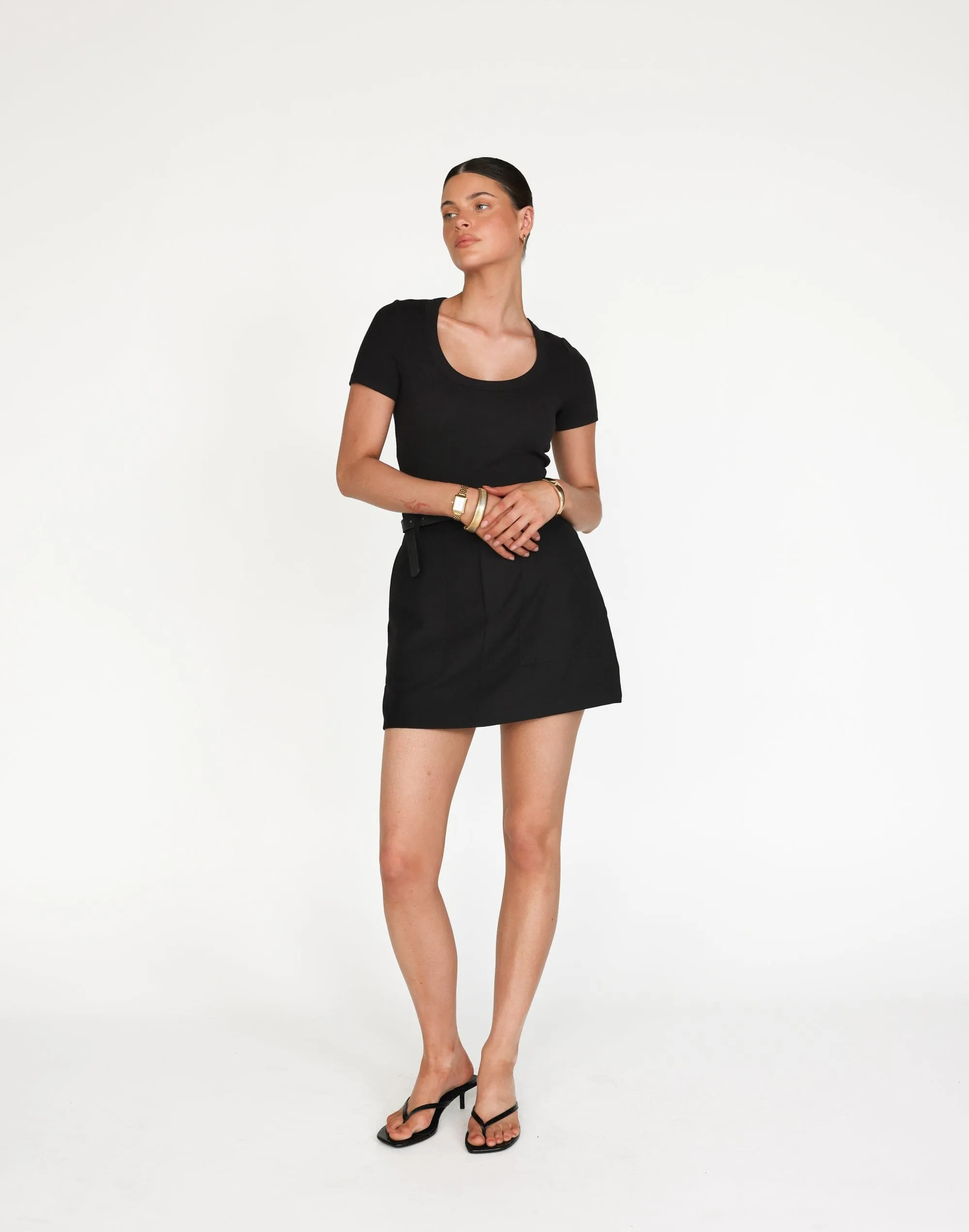 Kathleen Short Sleeve Top (Black)