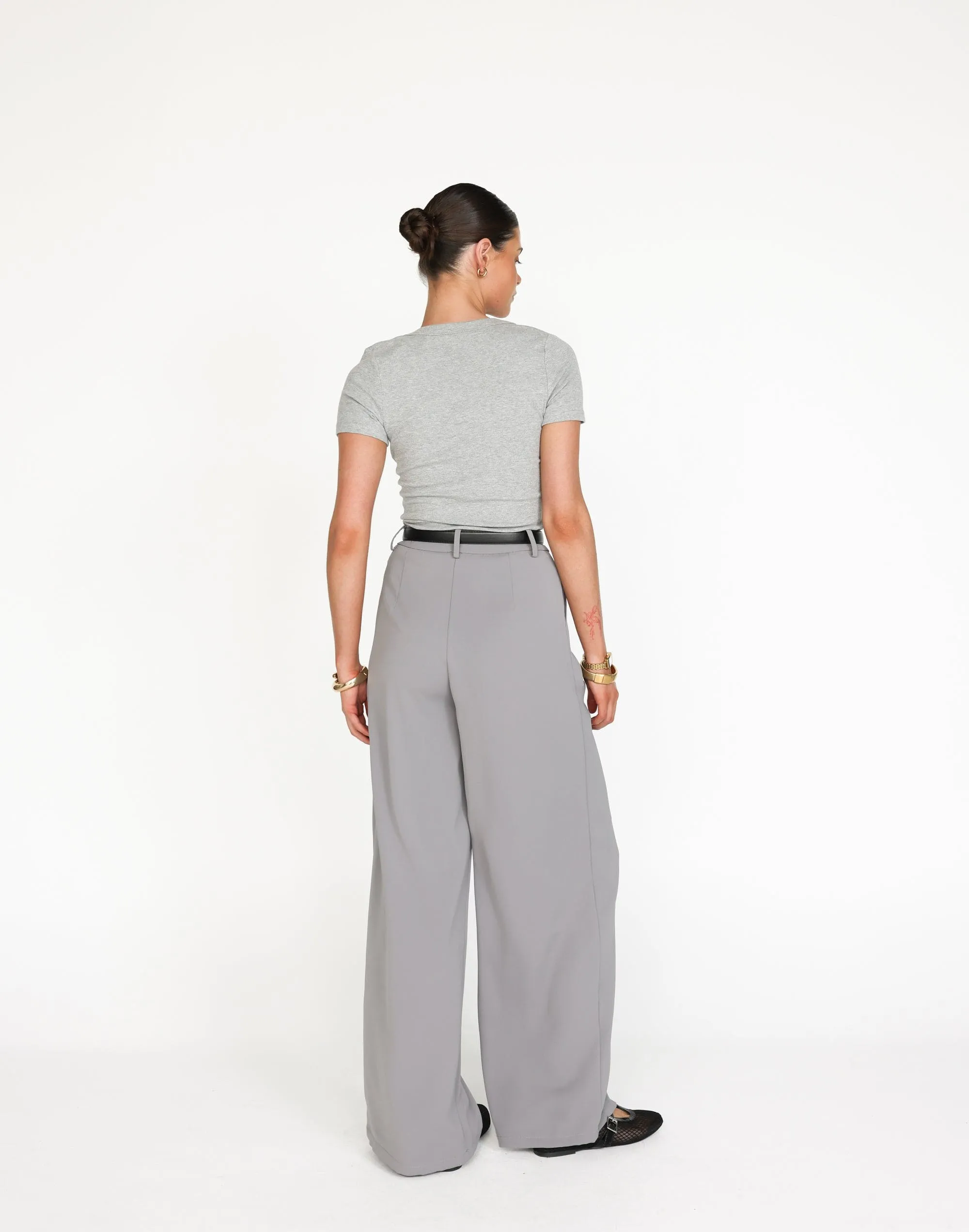 Kathleen Short Sleeve Top (Grey)