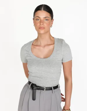 Kathleen Short Sleeve Top (Grey)