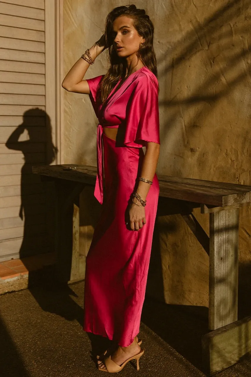 Kayla fuchsia midi dress