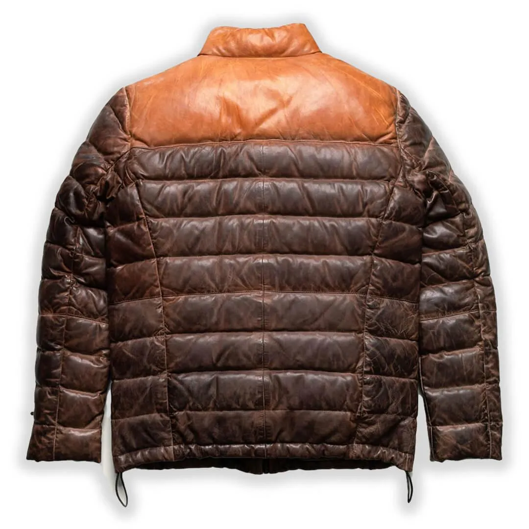 Leather Puffer Down Jacket