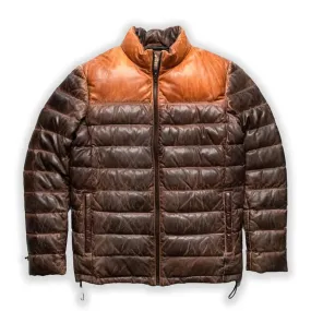 Leather Puffer Down Jacket