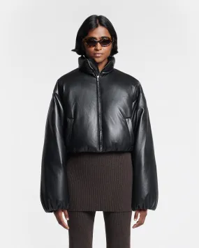 Lilima - Cropped Okobor™ Alt-Leather Puffer Jacket - Black