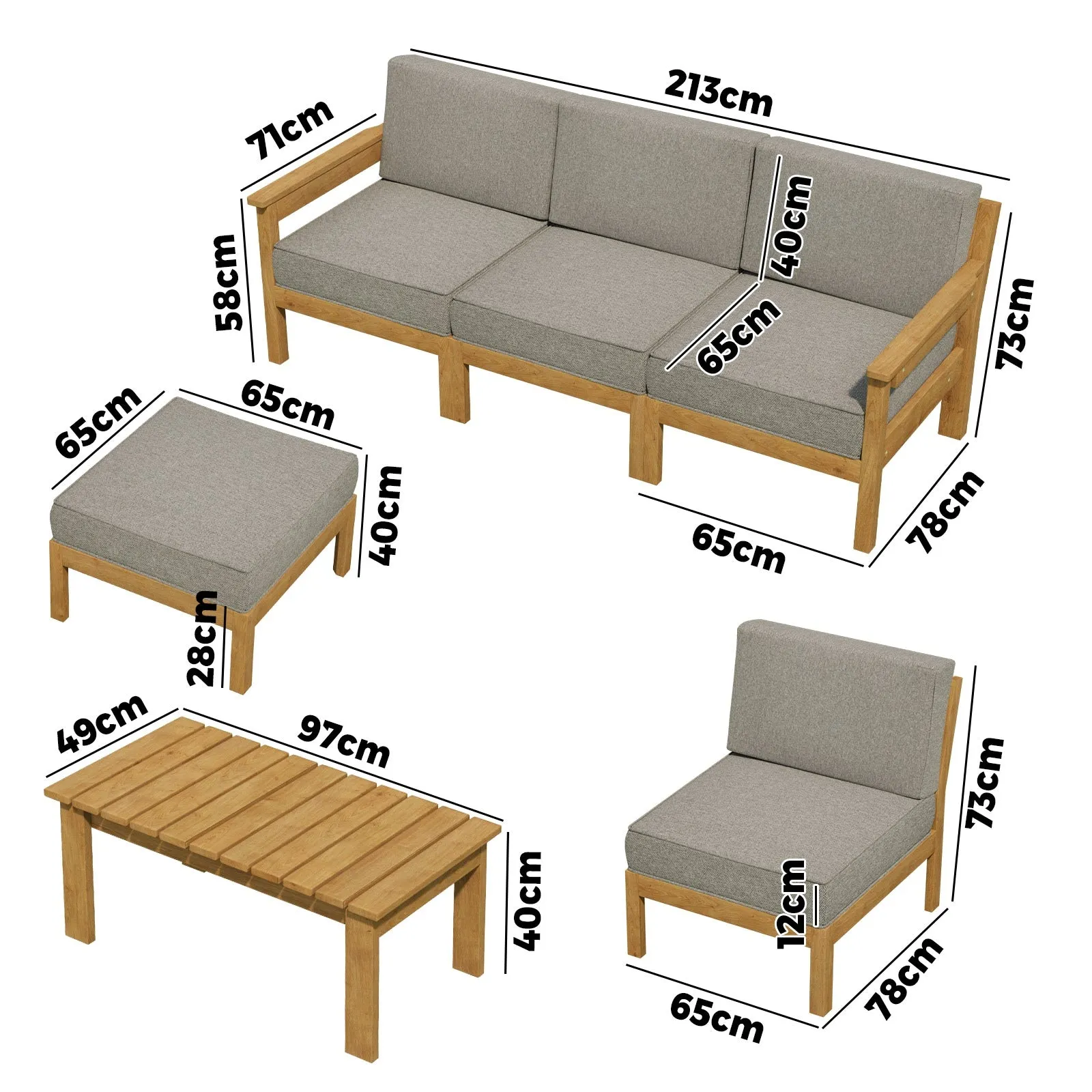 Livsip 5PCS Outdoor Furniture Sofa Set Lounge Setting Garden Patio