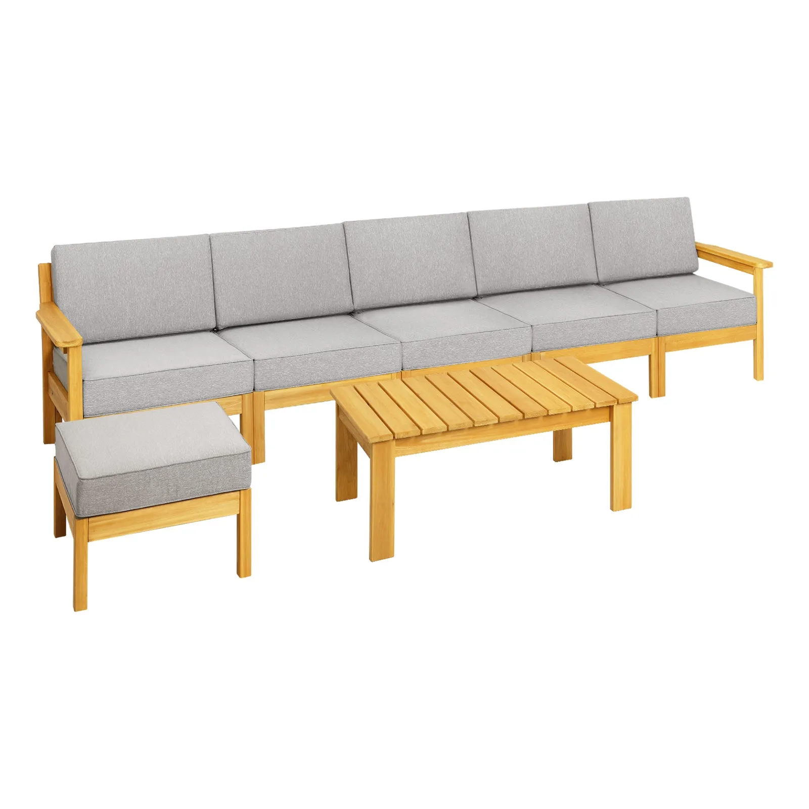 Livsip Outdoor Furniture Garden Wooden Sofa Set Patio Furniture Setting 7-Piece