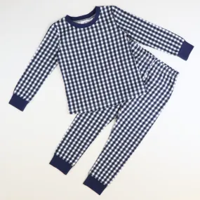 Long Sleeve Pajamas - Navy Check