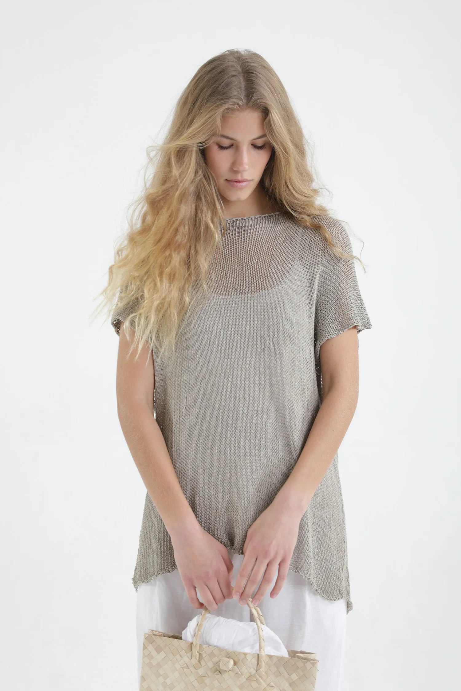 Loose Giza Bamboo & Cotton sleeveless knit top