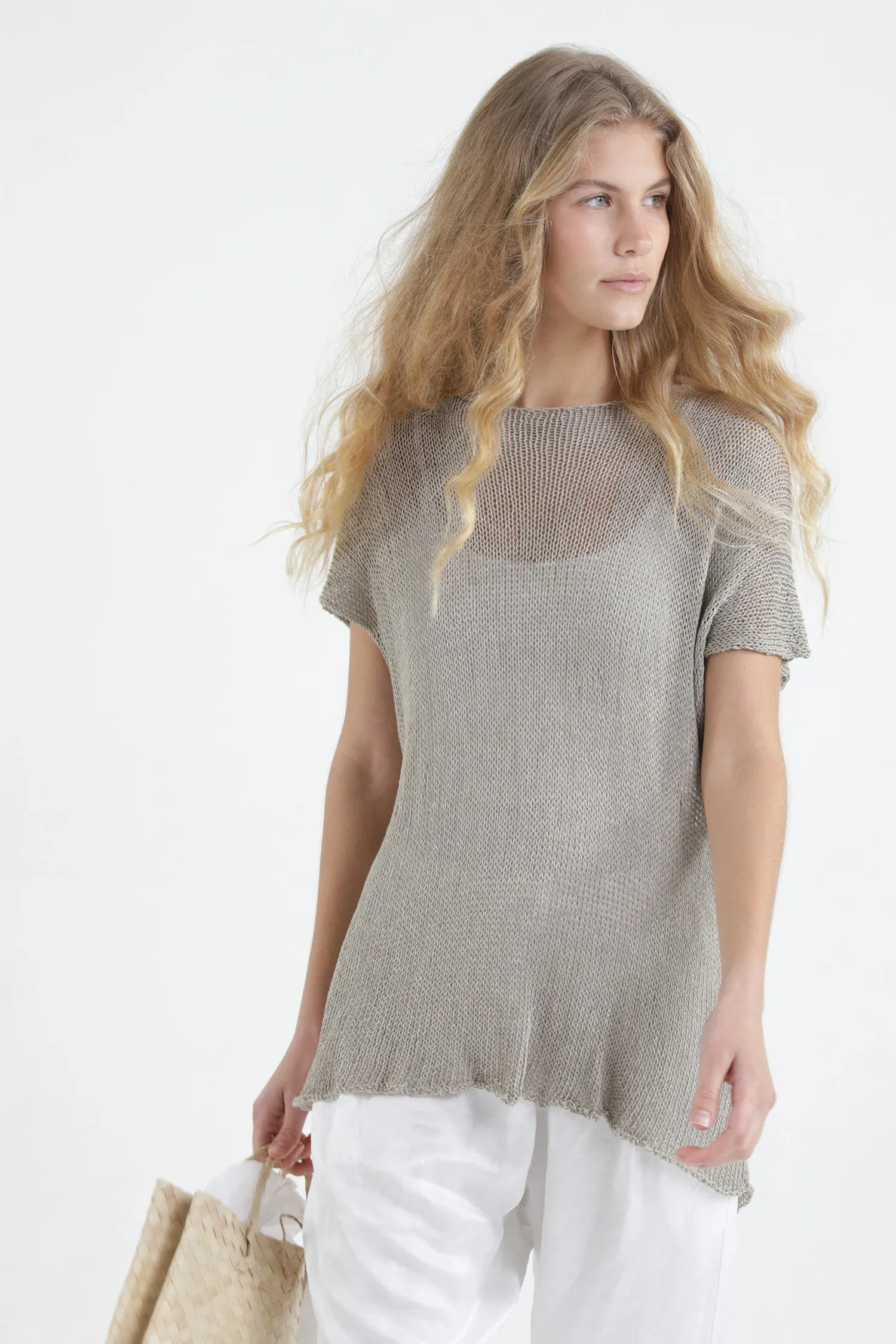 Loose Giza Bamboo & Cotton sleeveless knit top