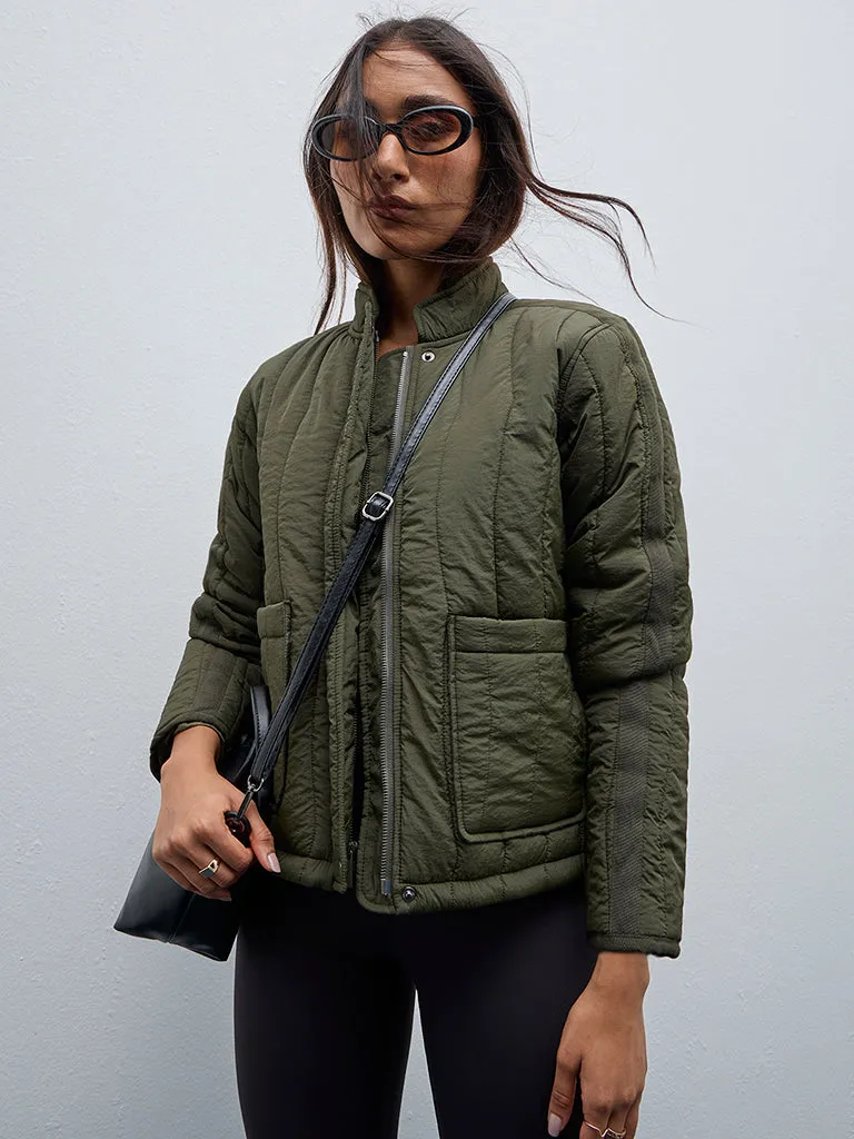 LOV Olive Quilted Puffer Jacket