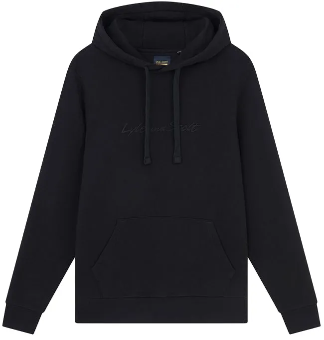 Lyle and Scott Mens Script Hooded Sweatshirt Jet Black