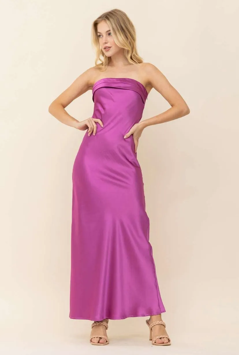 Magenta Strapless Maxi