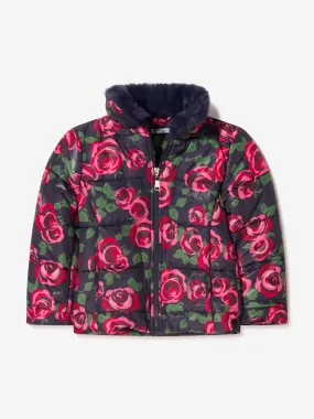 Mama Luma Girls Rose Print Puffer Jacket