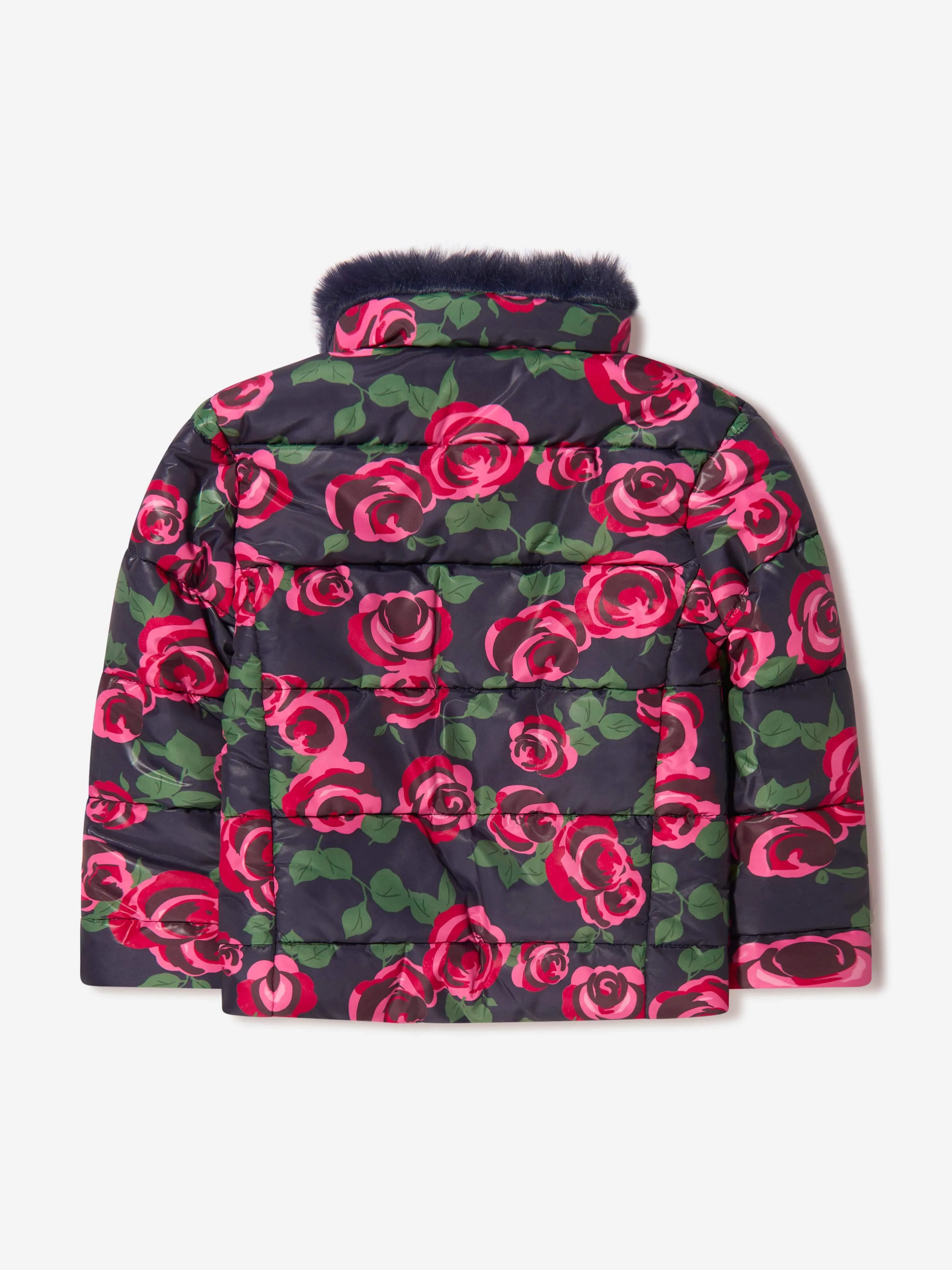 Mama Luma Girls Rose Print Puffer Jacket