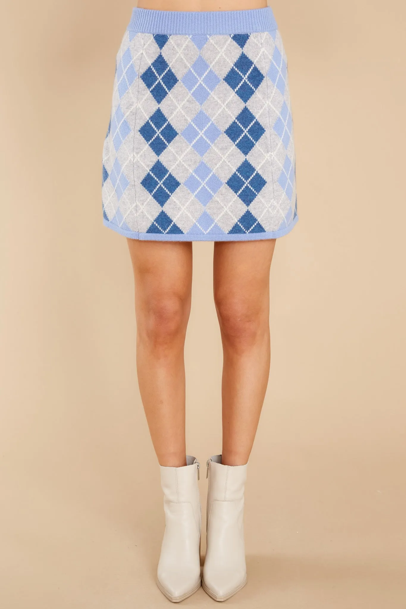 Marseille Light Blue Multi Mini Skirt