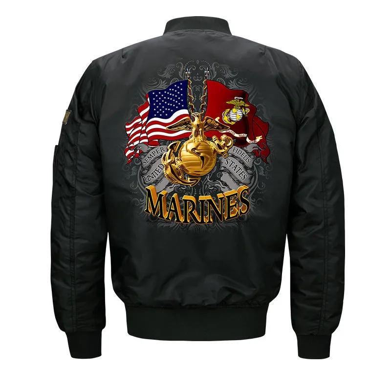 Max To 8XL Marines Embroidery Thicken Pilot Thin Jacket