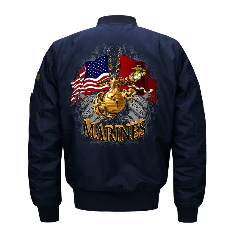 Max To 8XL Marines Embroidery Thicken Pilot Thin Jacket