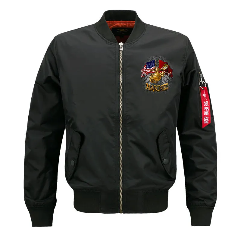 Max To 8XL Marines Embroidery Thicken Pilot Thin Jacket