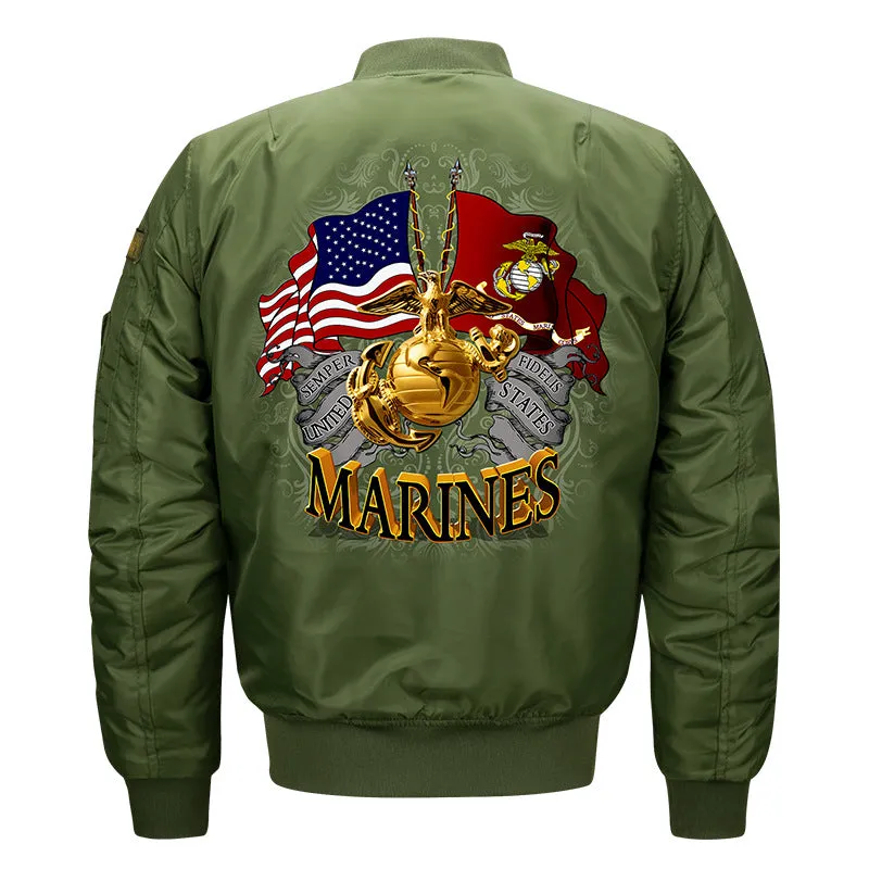 Max To 8XL Marines Embroidery Thicken Pilot Thin Jacket