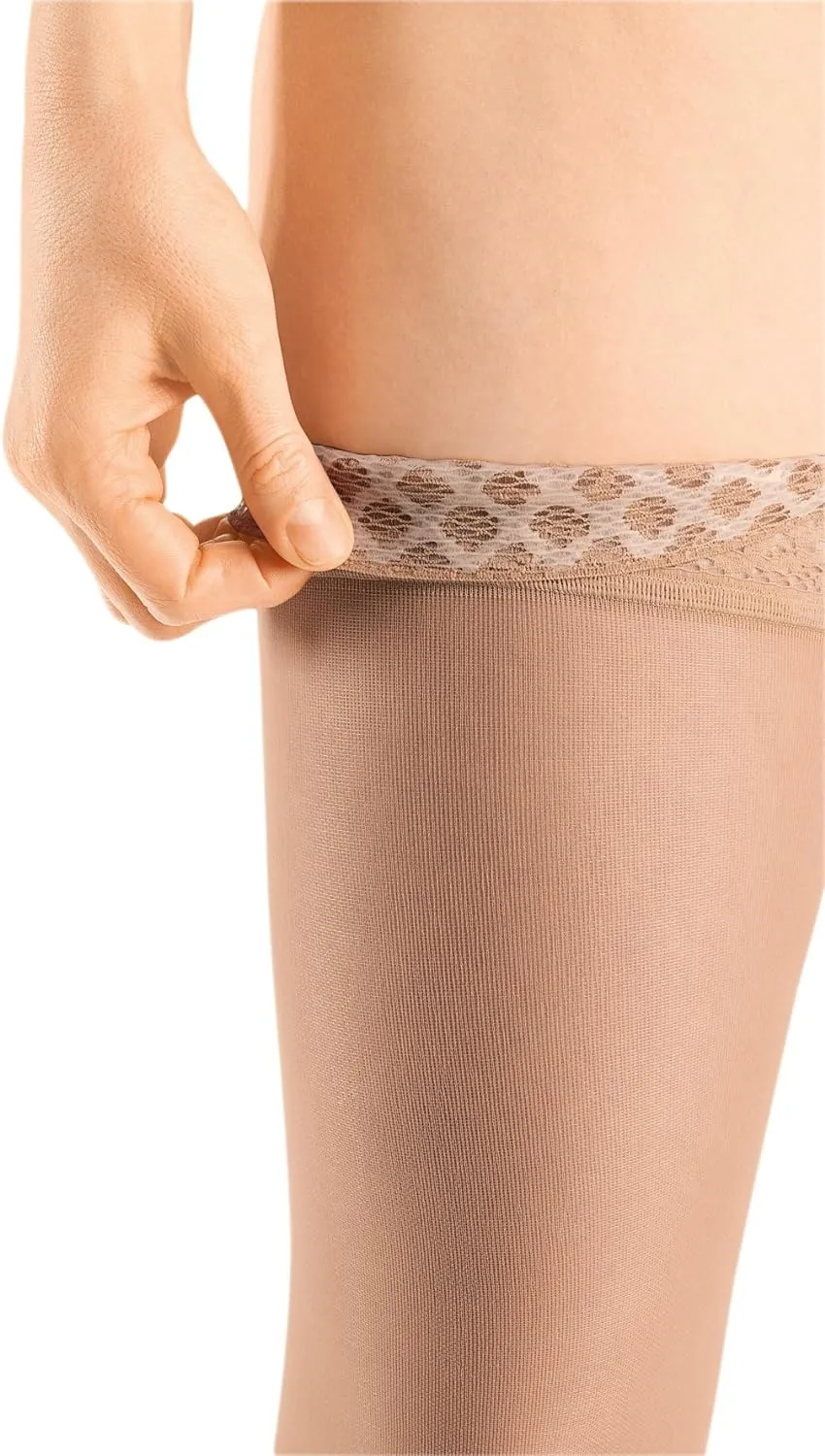 Medi Comfort 15-20mmHg Closed Toe Thigh Length w/Lace Silicone Top Band - Petite