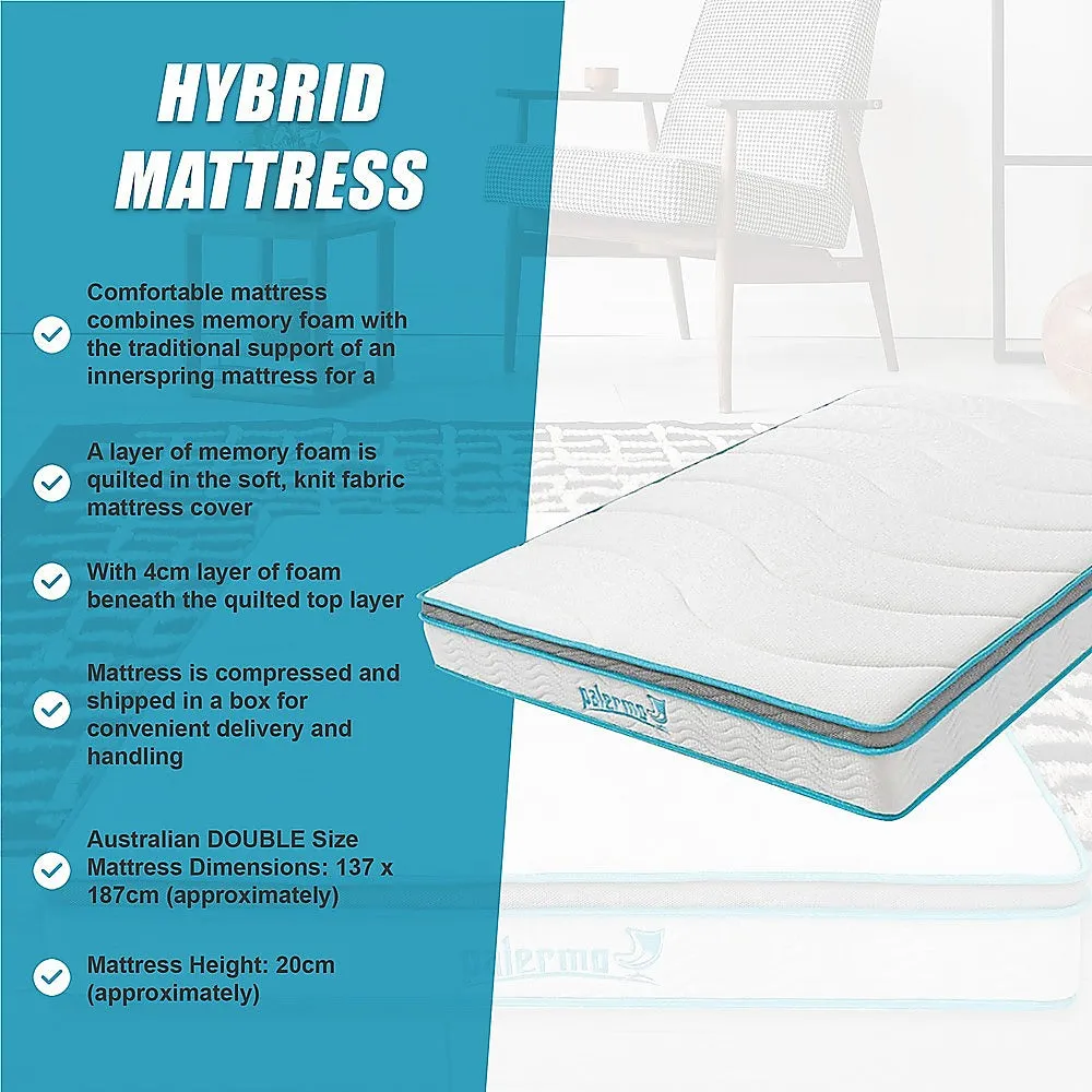 Medium Firm 20cm Hybrid Memory Foam and Spring Double Mattress