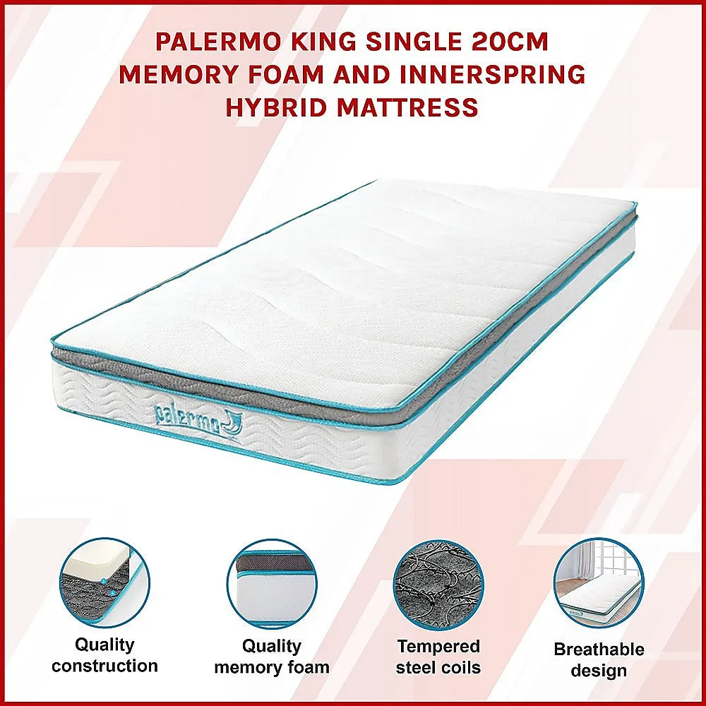 Medium-Firm Memory Foam Hybrid Mattress, King Single - Palermo