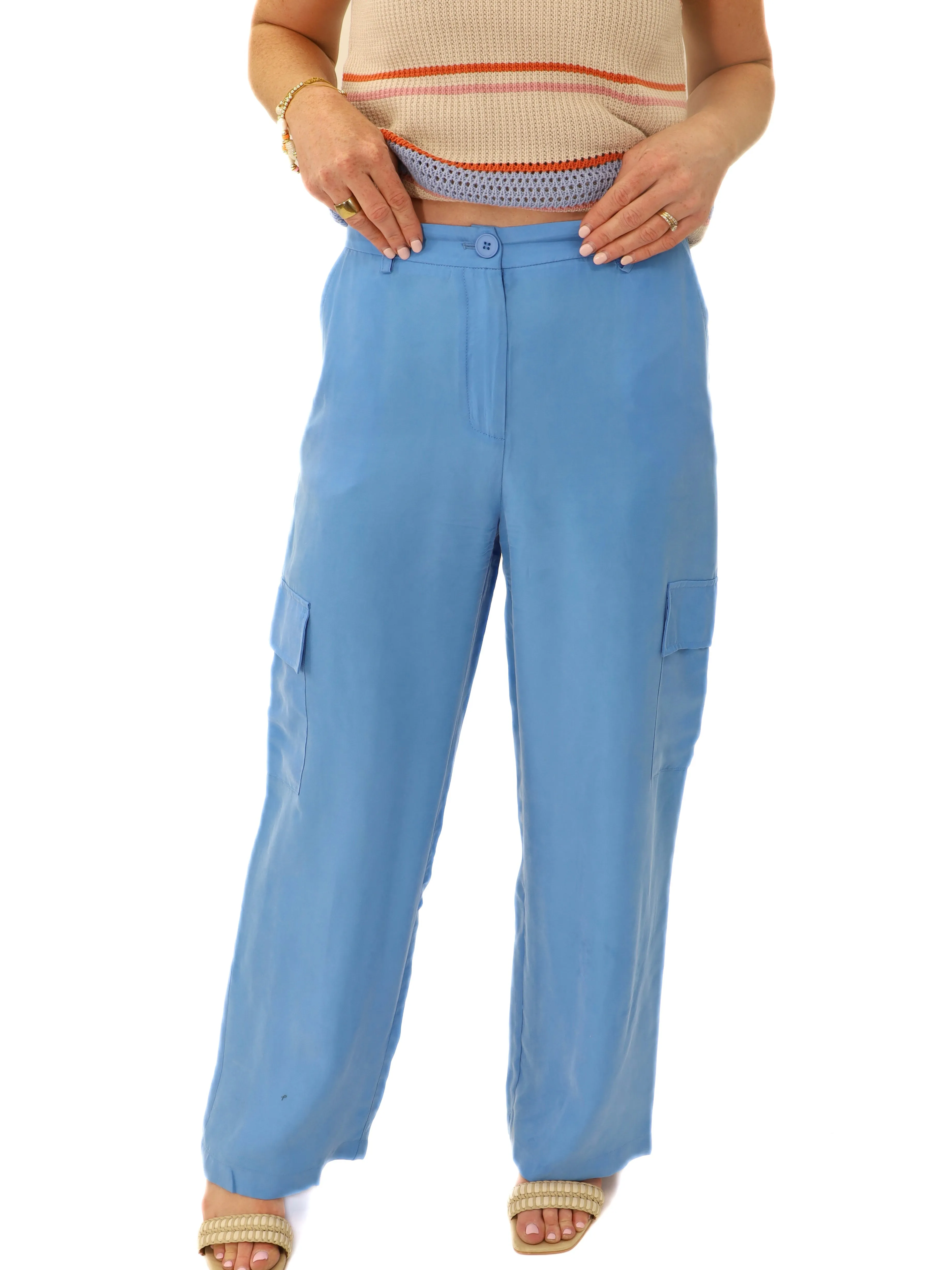 Mello In Cargo Pant In Sky Blue