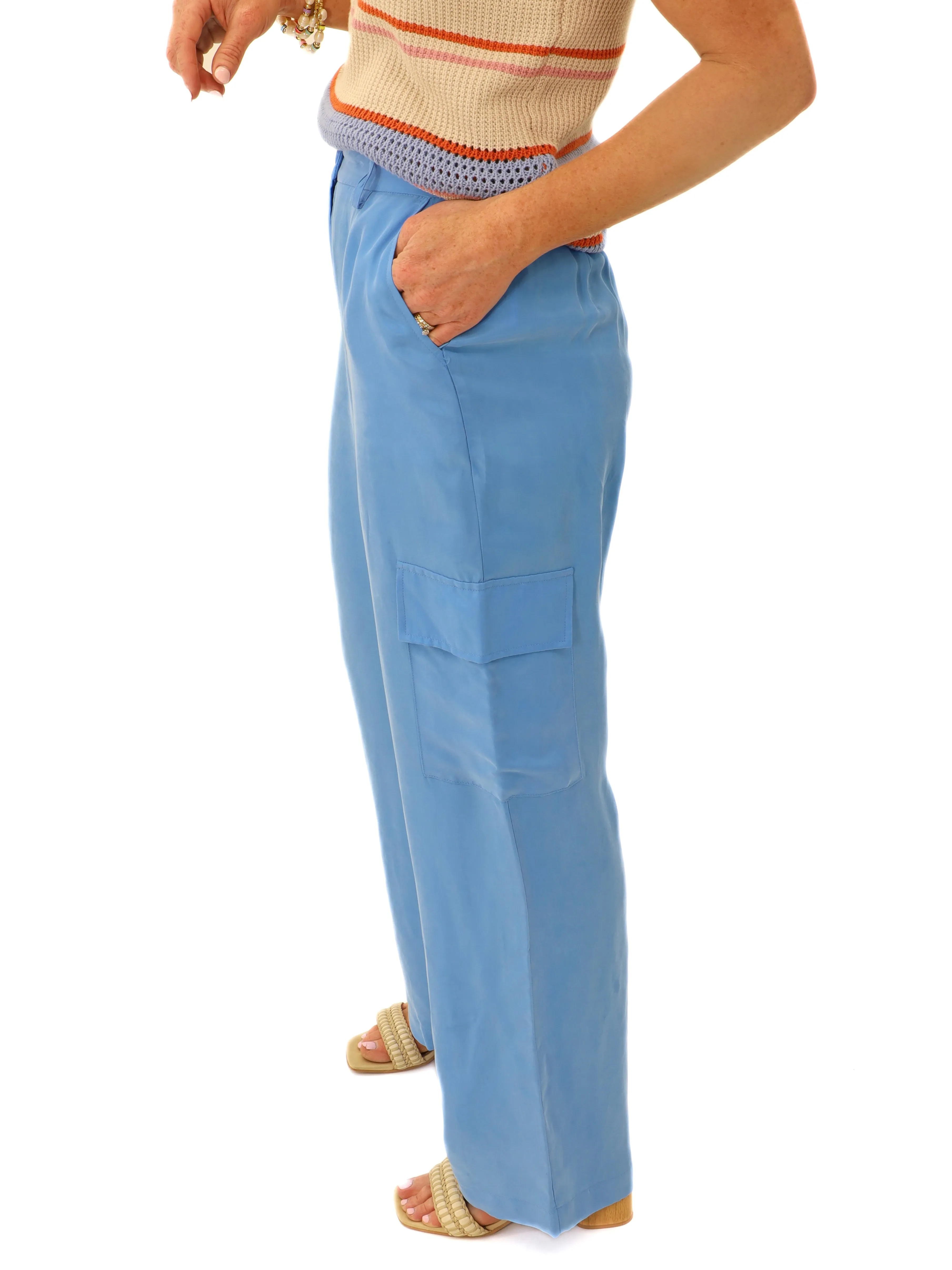 Mello In Cargo Pant In Sky Blue