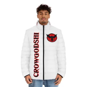 Men's CROWGODSHI 2nd GEN Puffer Jacket, WHITE W/ RED LOGO