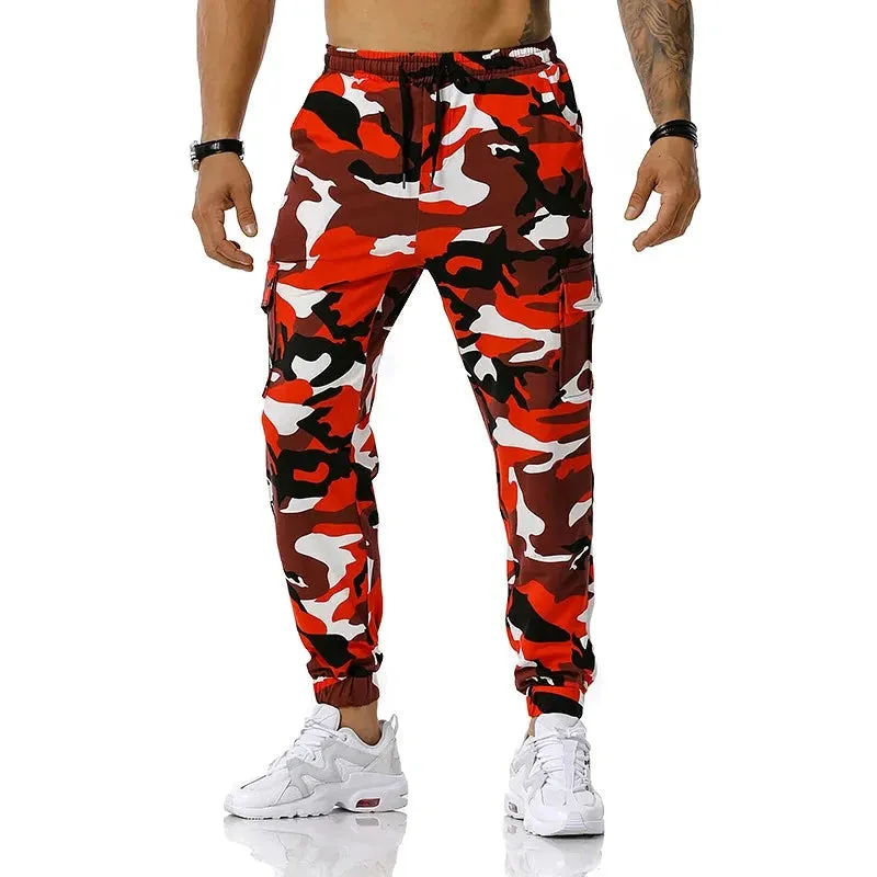 Men's Pure Cotton Camo Cargo Pants Joggers Trousers