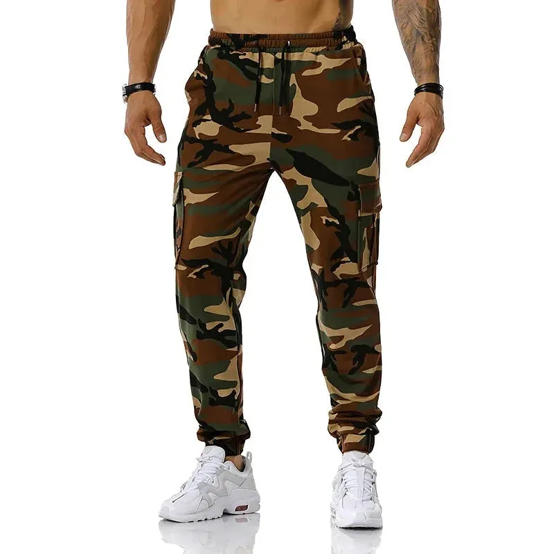 Men's Pure Cotton Camo Cargo Pants Joggers Trousers