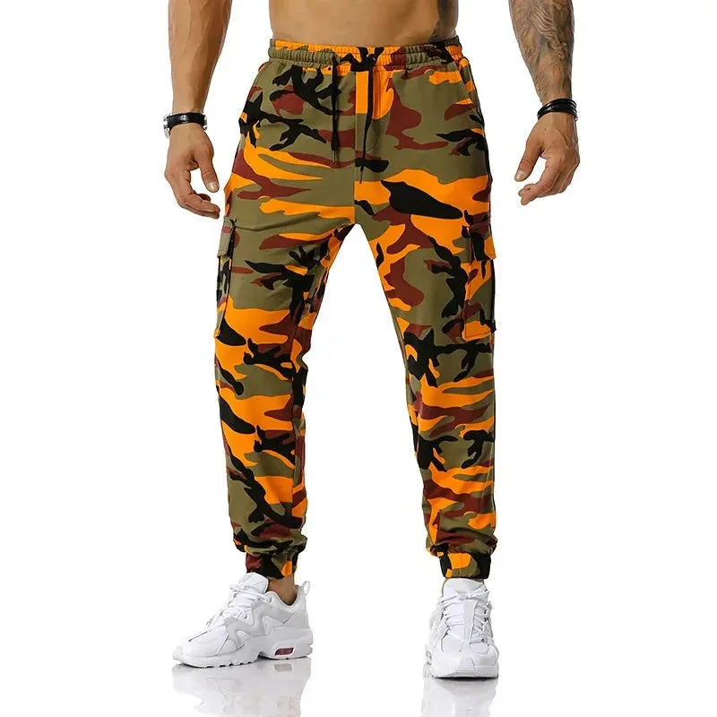 Men's Pure Cotton Camo Cargo Pants Joggers Trousers