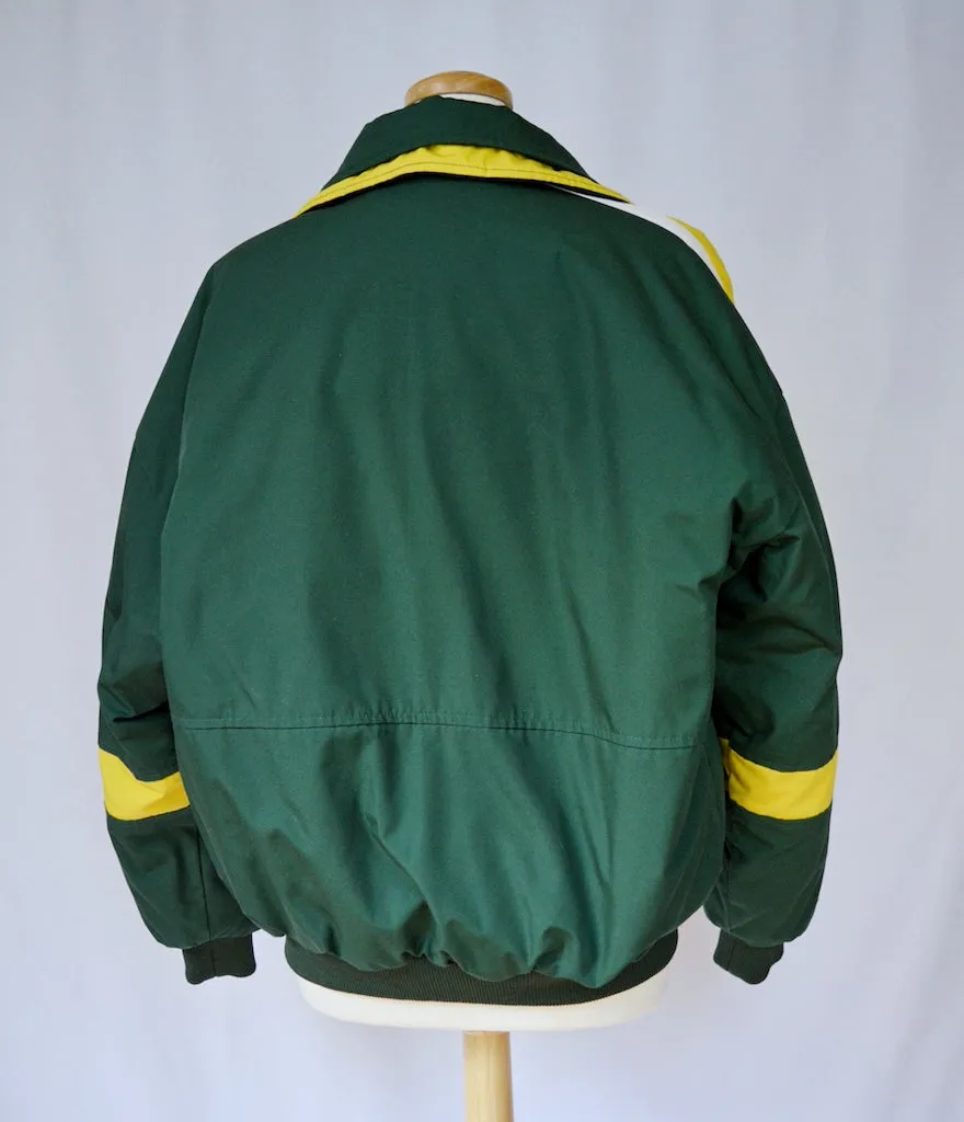 Men's Tri-line Exspressways Green and Yellow Winter Bomber Coat | Large