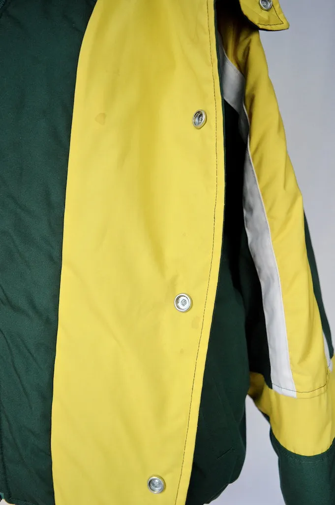 Men's Tri-line Exspressways Green and Yellow Winter Bomber Coat | Large