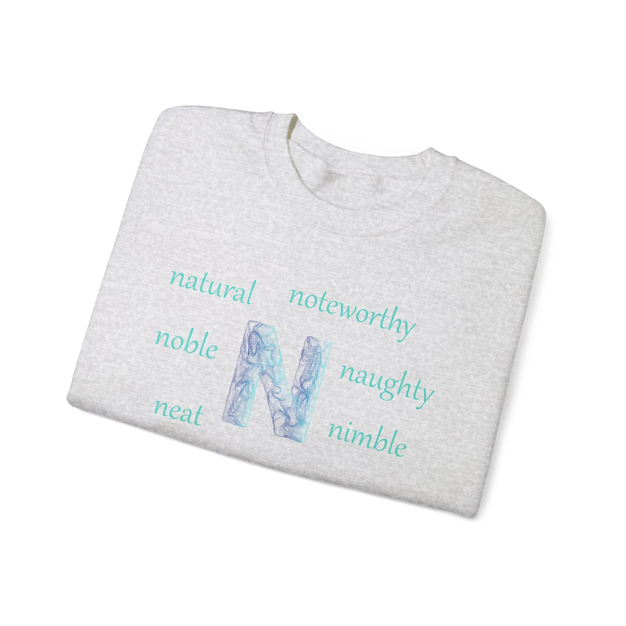 N Alphabet Sweatshirt, Alphabet Initial "N" Unisex Heavy Blend™ Optimistic, Motivational, Mental Health Crewneck Sweatshirt, Self-affirming Sweatshirt