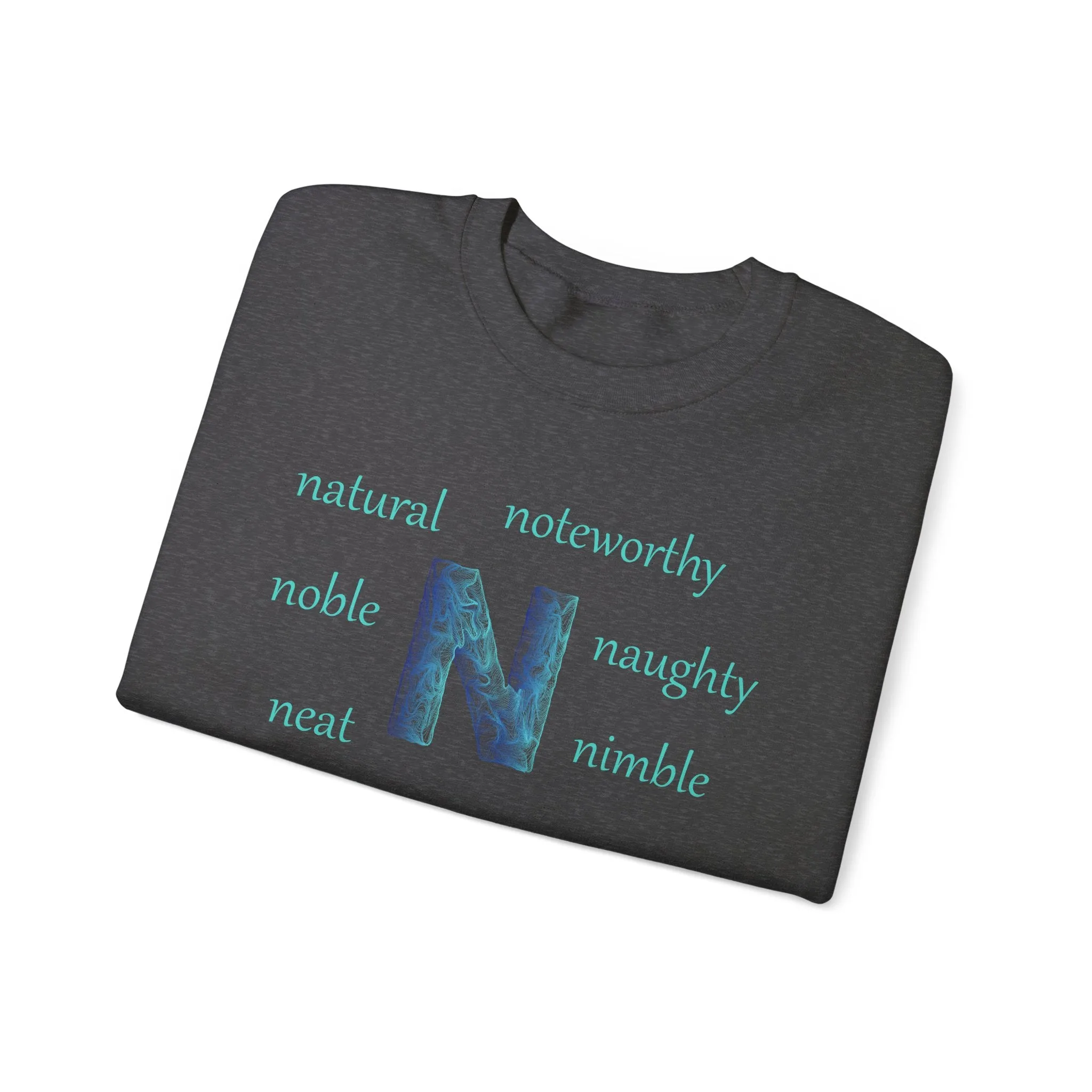 N Alphabet Sweatshirt, Alphabet Initial "N" Unisex Heavy Blend™ Optimistic, Motivational, Mental Health Crewneck Sweatshirt, Self-affirming Sweatshirt