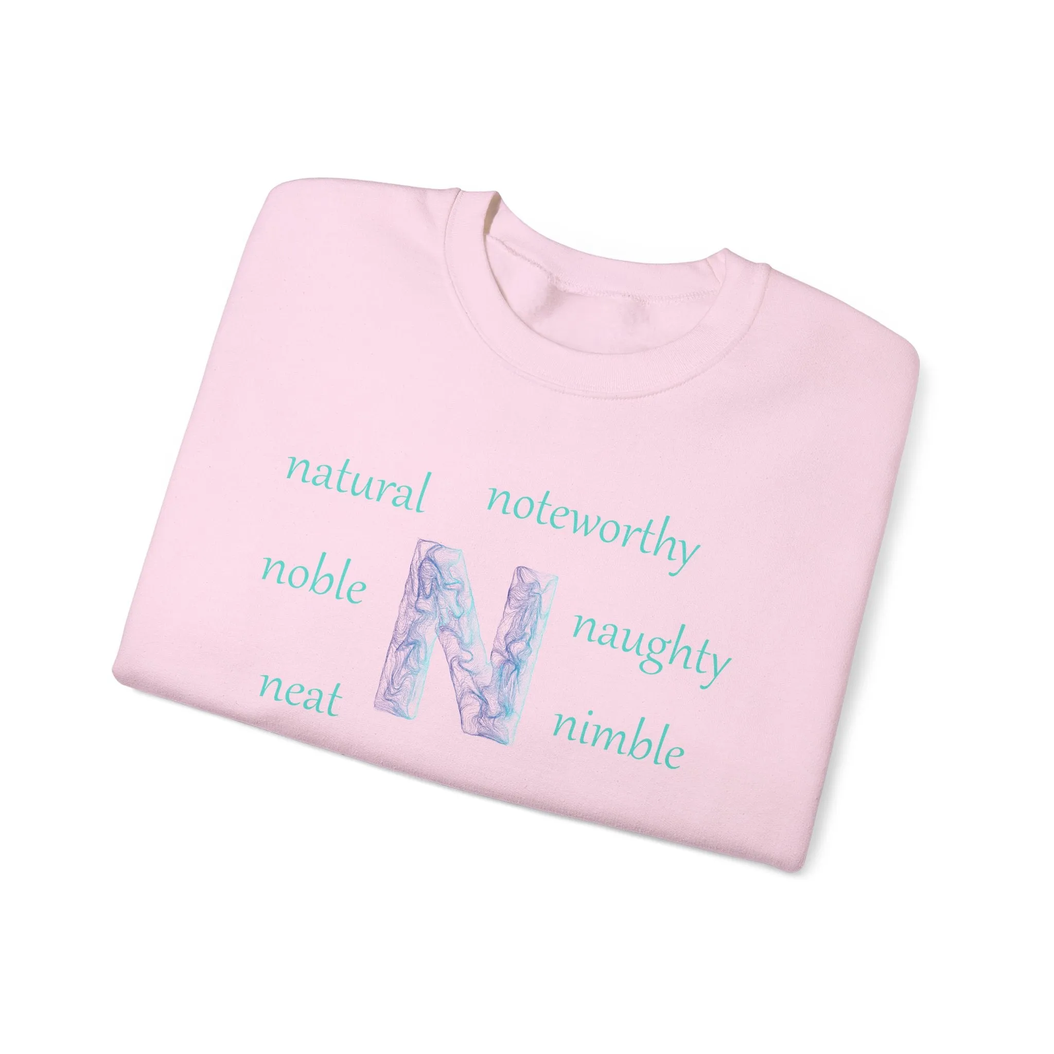 N Alphabet Sweatshirt, Alphabet Initial "N" Unisex Heavy Blend™ Optimistic, Motivational, Mental Health Crewneck Sweatshirt, Self-affirming Sweatshirt