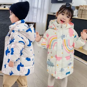 New Style Children's Down Jacket Middle Long Cute Thickened Cotton