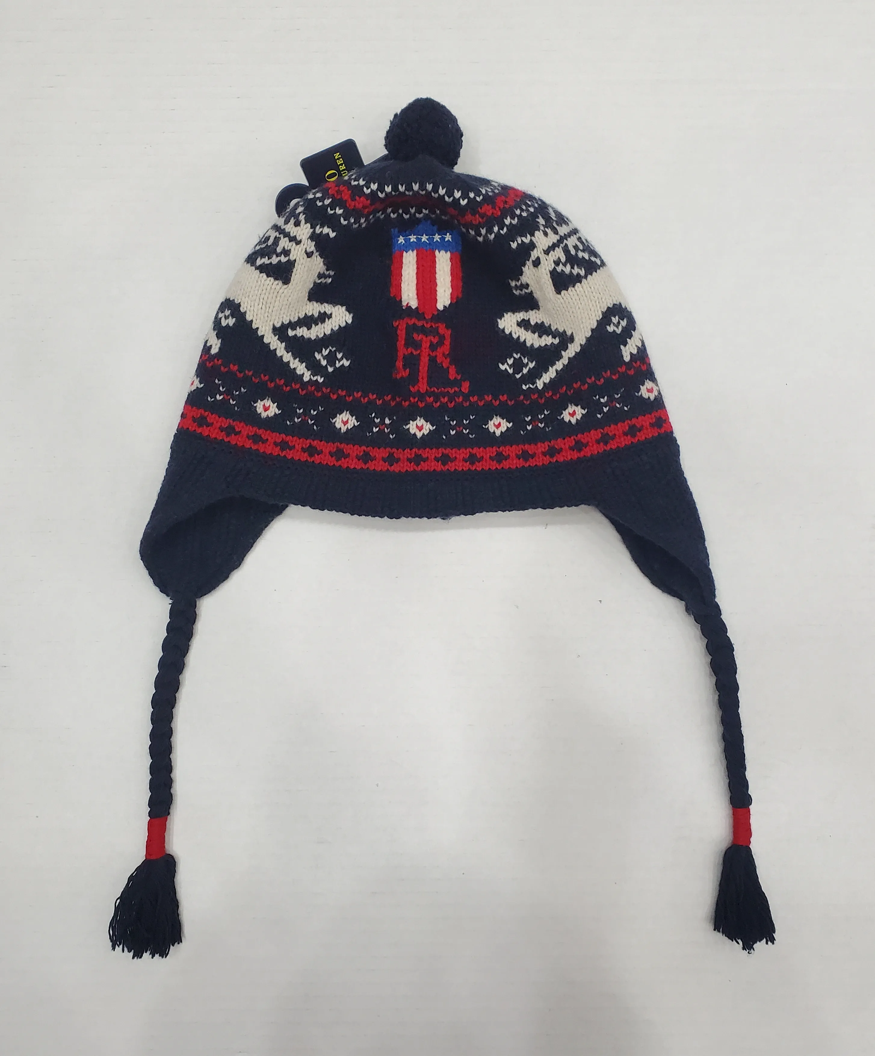 Nwt Polo Ralph Lauren Navy Reindeer Tassel Skully