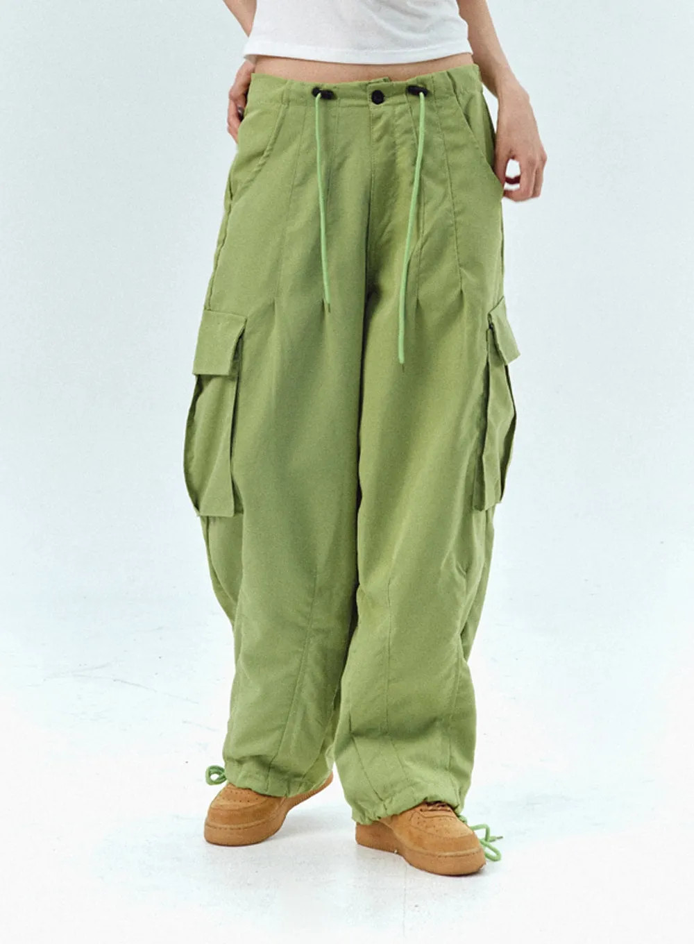 Nylon Baggy Cargo Pants IU330