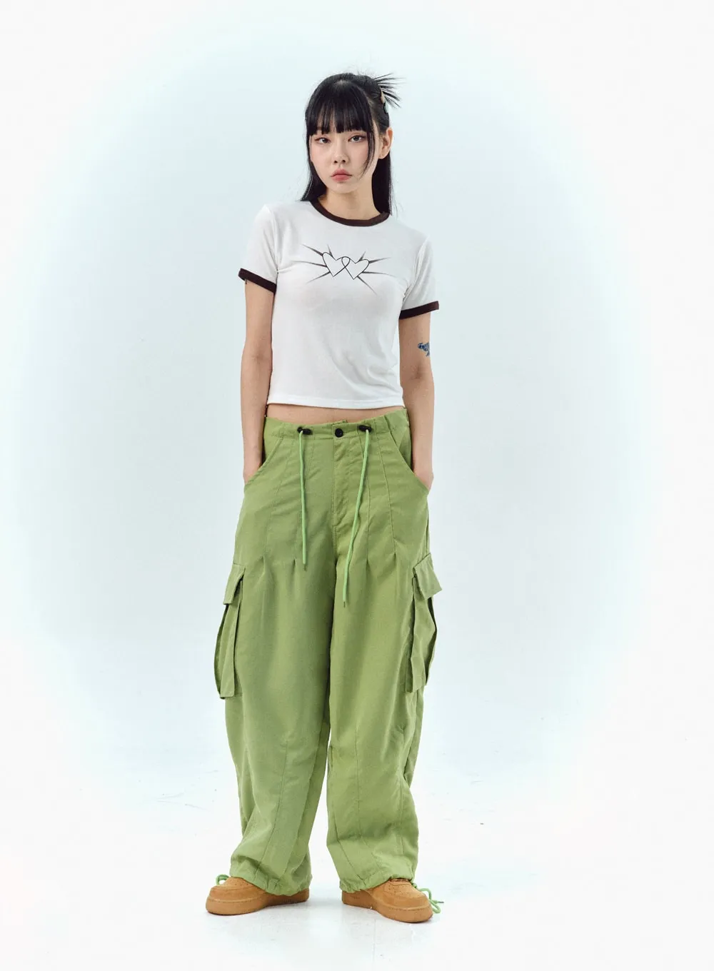 Nylon Baggy Cargo Pants IU330