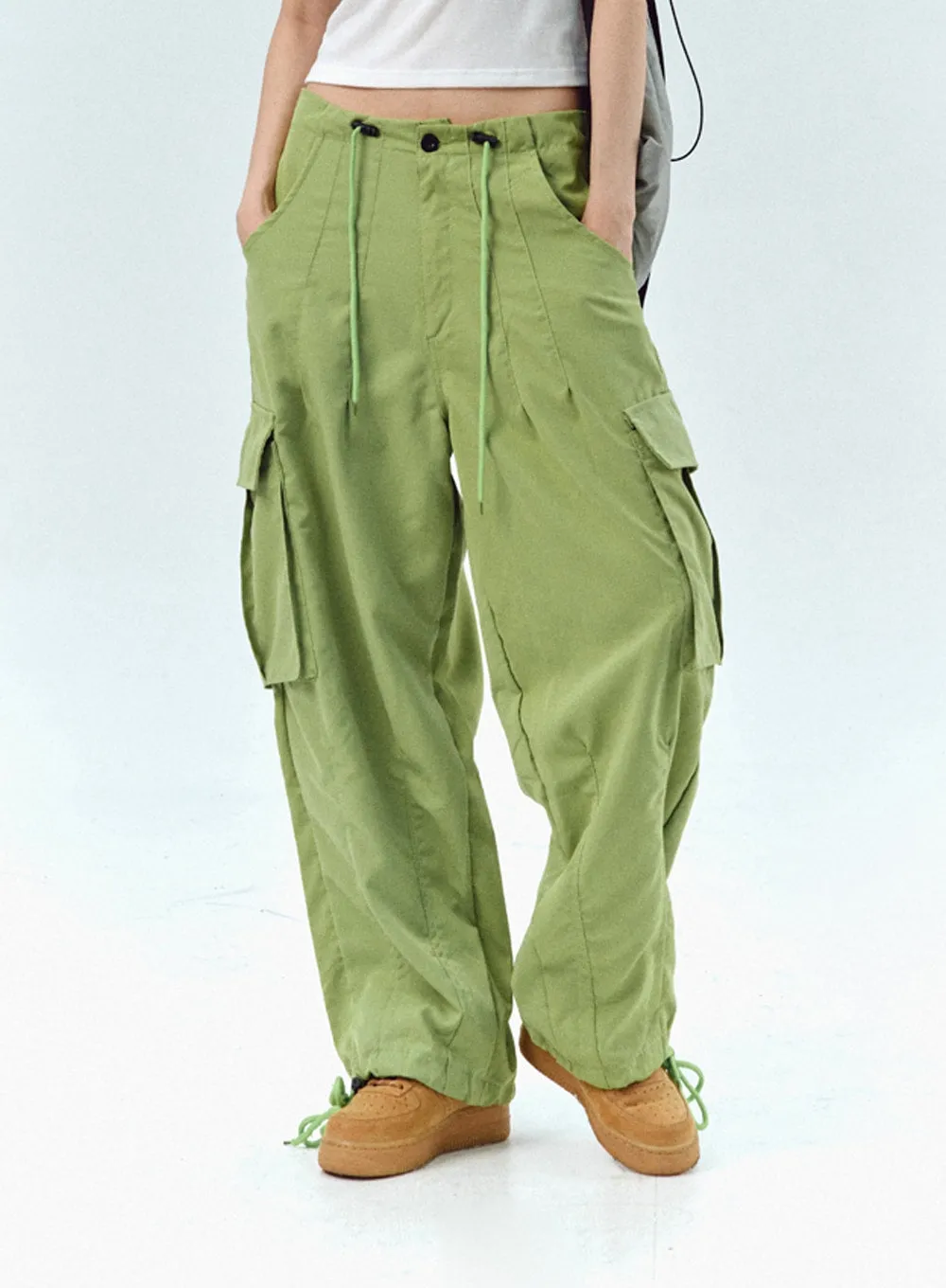 Nylon Baggy Cargo Pants IU330