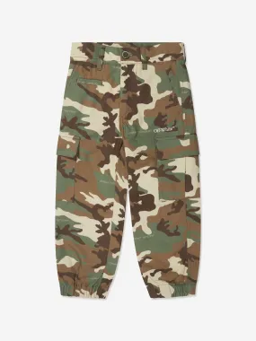 Off-White Boys Camouflage Diag Cargo Pants in Green