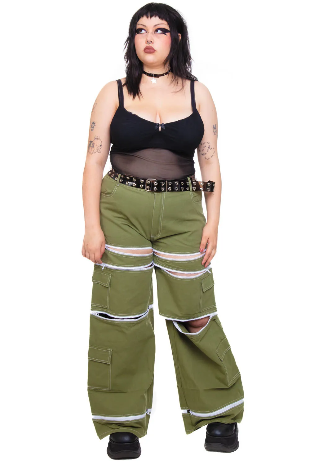 Olive Green 5-in-1 Convertible Zip-Off Cargo Pants