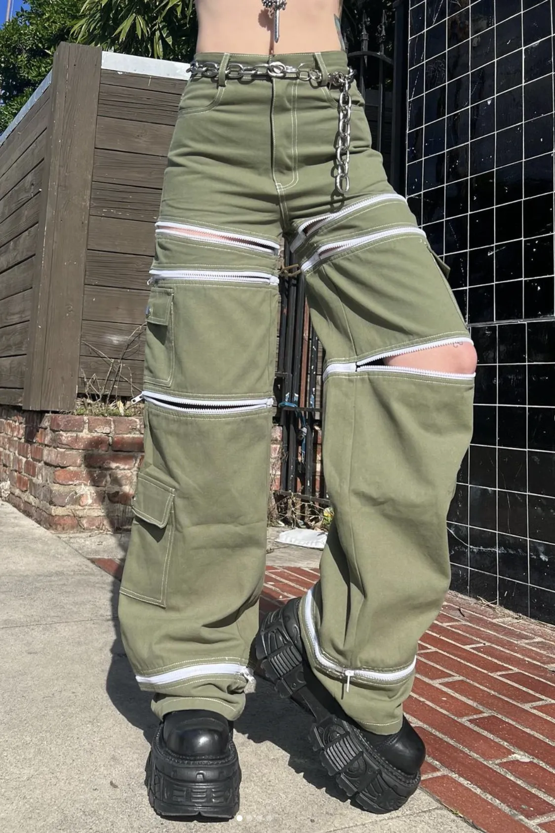 Olive Green 5-in-1 Convertible Zip-Off Cargo Pants