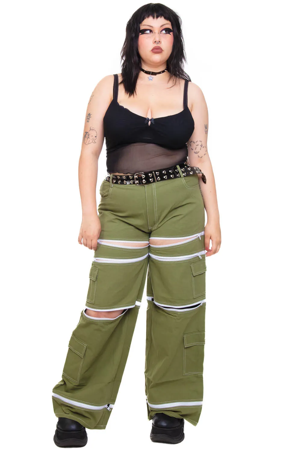 Olive Green 5-in-1 Convertible Zip-Off Cargo Pants