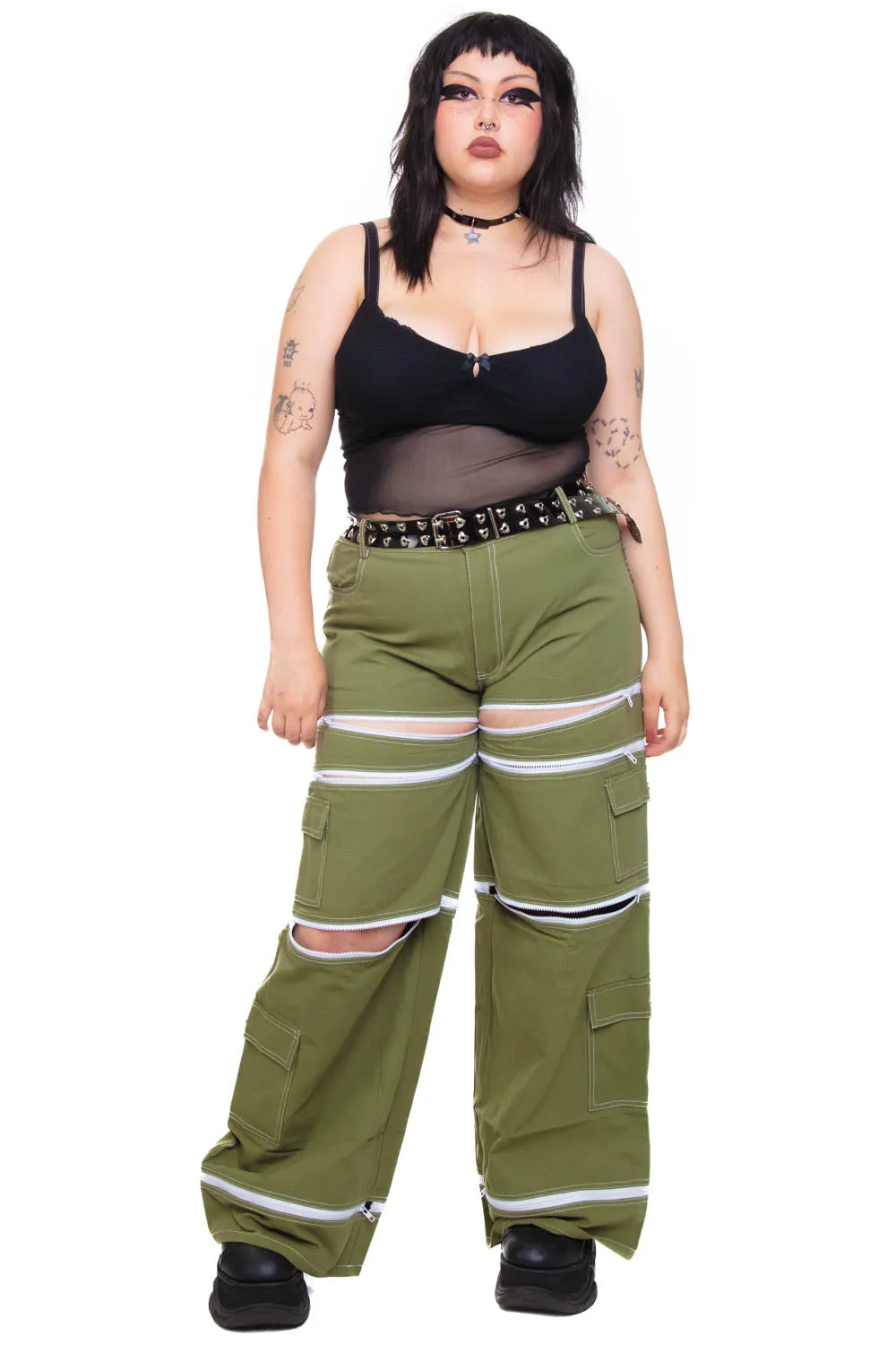 Olive Green 5-in-1 Convertible Zip-Off Cargo Pants