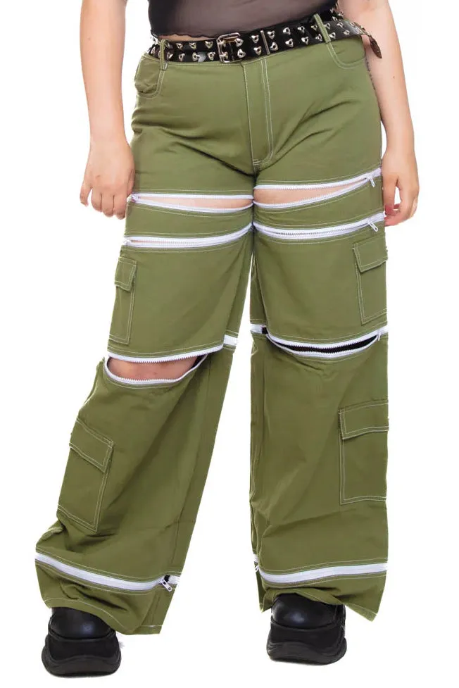 Olive Green 5-in-1 Convertible Zip-Off Cargo Pants