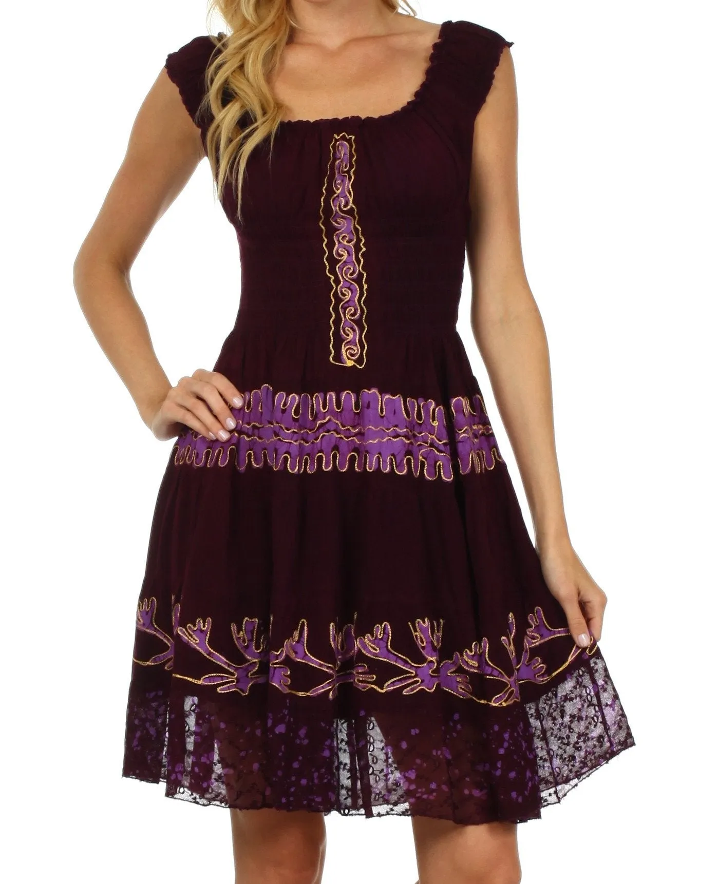 Olivia Gypsy Boho Peasant Batik Dress